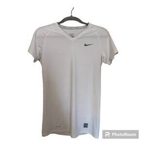 Women's Nike Pro V Neck Dri-Fit White Shirt size M